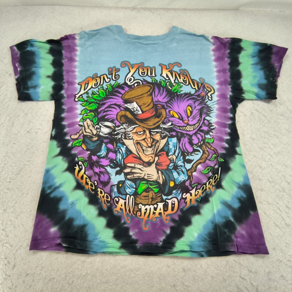 Liquid Blue Alice In Wonderland Crew Neck Graphic Shirt Womens Size S Tie Dye - Picture 2 of 9